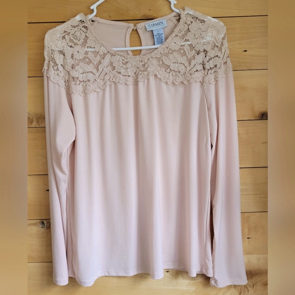 Carmen Marc Valvo Women's Large Blouse with Lace